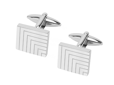 R7-COM-05 Polished Stainless Steel Engraved Line Cufflinks