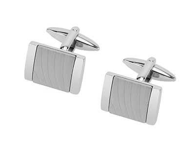 R7-COM-09 Stainless Steel Sandblasted Cufflinks