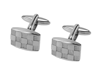 SS-370R2 Stainless Steel Textured Mens Cufflinks