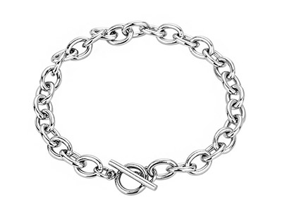 SSB0145R Cable Link Chain with Toggle Clasp Bracelet