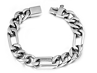 SSB0146R Stainless Steel Figaro Link Chain Bracelet