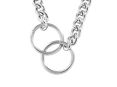 SSN0098R Double Rings Stainless Steel Necklace