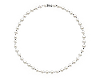 SSN0099R White Pearl Stainelss Steel Necklace