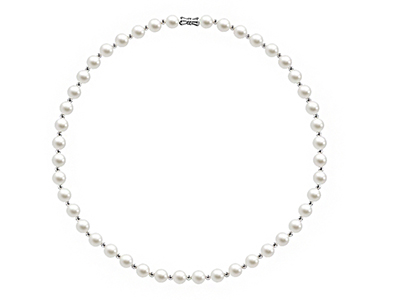 SSN0099R White Pearl Stainelss Steel Necklace