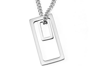 SSN0102R Double Rectangle Stainless Steel Necklace