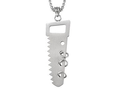 SSN0103R1 Unique Stainless Steel Saw Necklace