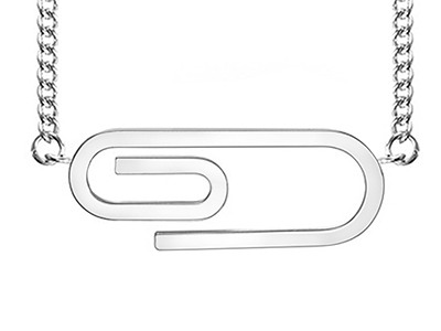 SSN0104R Paper Clip Stainless Steel Necklace