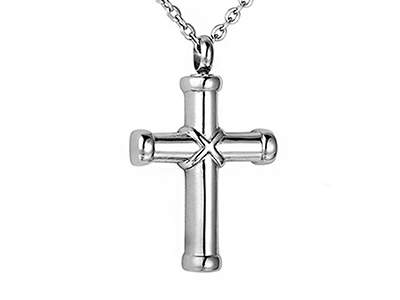 SSP0042R Cross Memorial Ash Keepsake Urn Necklace