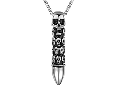 SSP0043R Skull Bullet Gothic Necklace