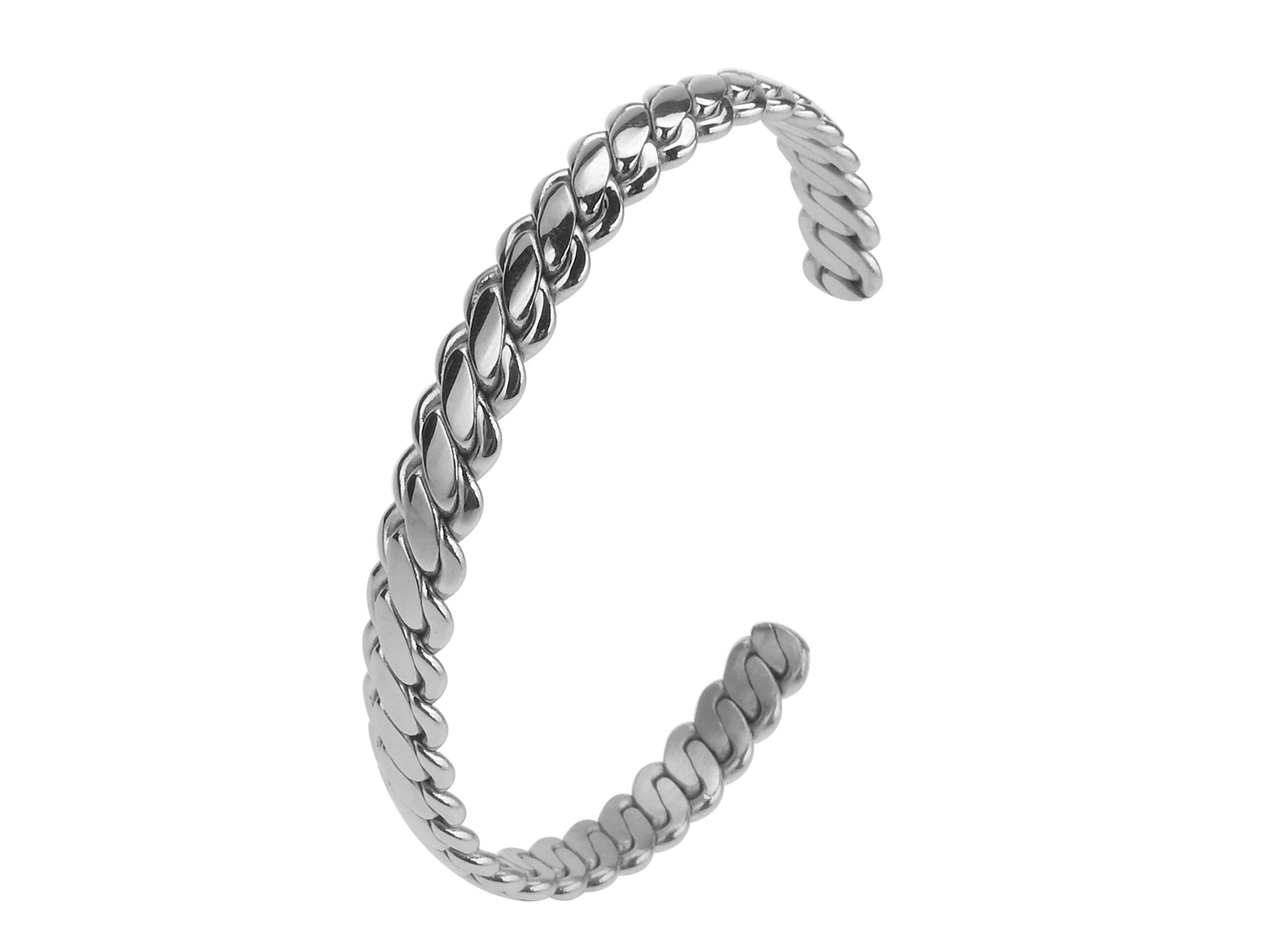 SSB0064R Woven Pattern Stainless Steel Bangle