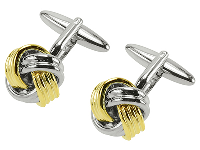 8-22RG Silver and Gold Metal Knot Cufflinks