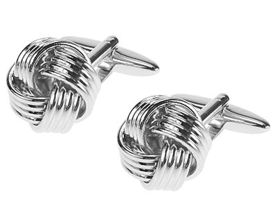 20-20R Silver Metal Knot Cufflinks