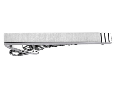 TN-2283R2 Brush Silver with Black Stripes Tie Clip