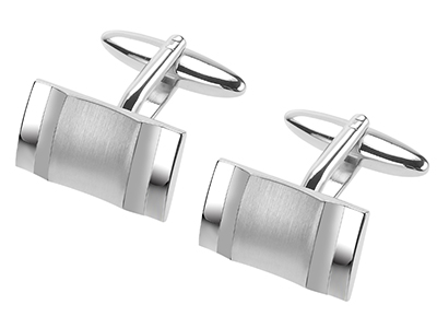 671-11R2 Cool Brush Silver and Shiny Edge Cufflinks