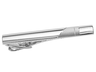 TN-2345R2 50mm Shiny and Brush Silver Tie Clip