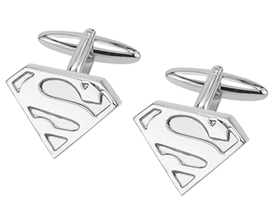 307-24R Silver Superman Logo Cuffinks