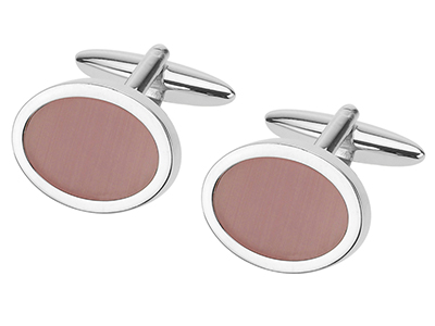 247-14R C12 Pink Catseye Oval Cufflinks